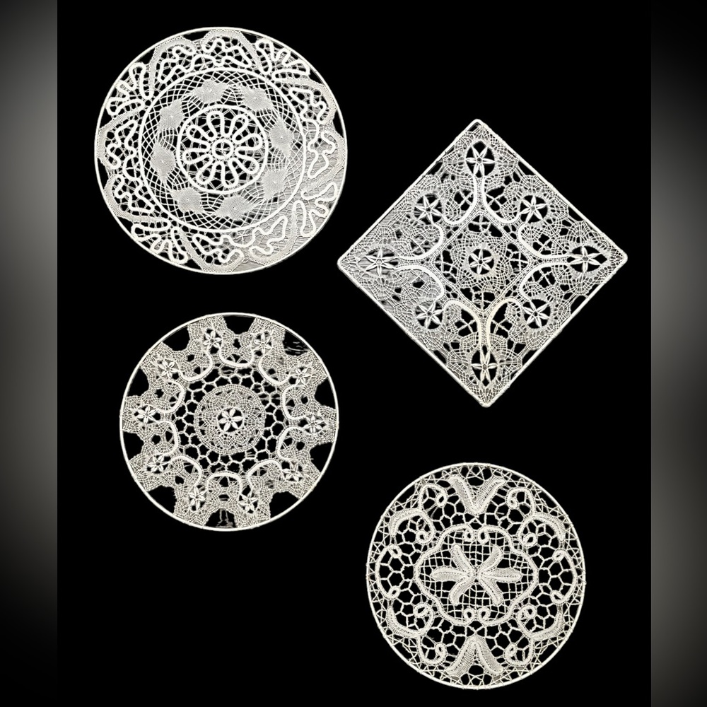 Doilie Lace Wall Hanging Lot Beige Ring Decor Boho Vintage